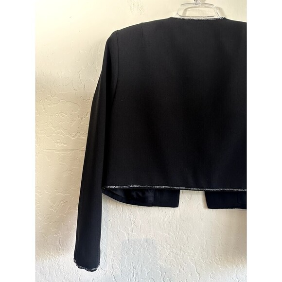 Talbots Petites Woman's Black Rhinestone Cropped Blazer Size 8 Event Holiday - Picture 16 of 16
